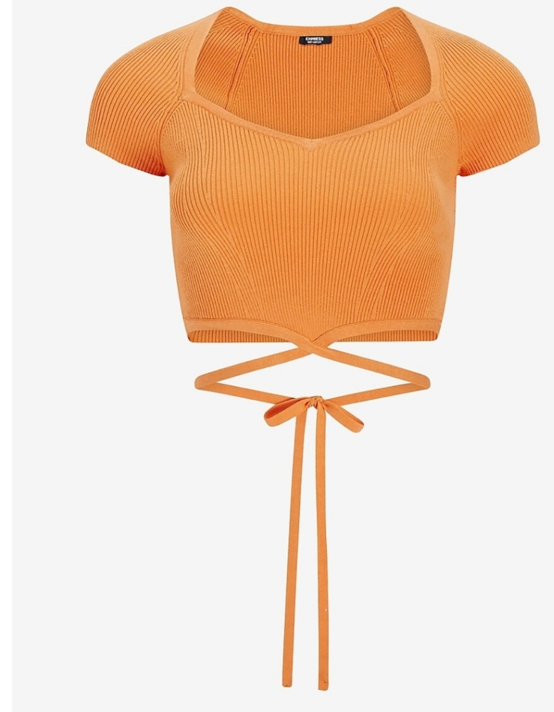NWT Express Body Contour Ribbed Tie Back Cropped Sweater